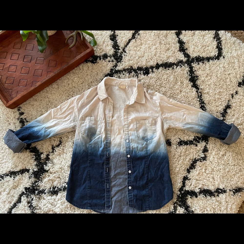 🧡Long sleeve ombré dip dye button up🧡